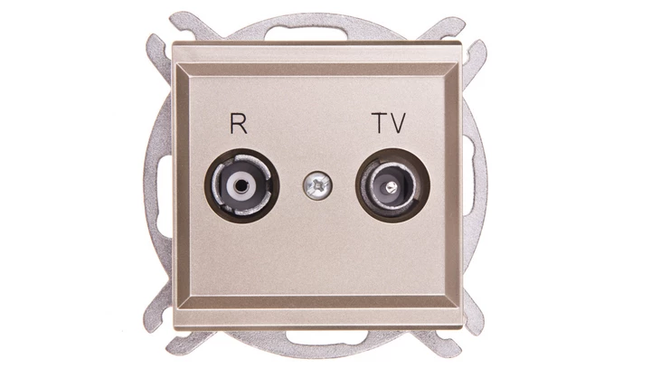 SONATA Gniazdo antenowe RTV zakończeniowe 10dB szampański złoty GPA-10RPZ/m/39