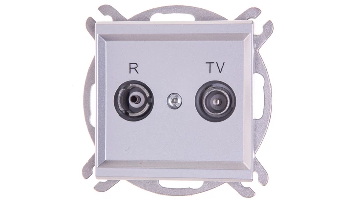 SONATA Gniazdo antenowe RTV przelotowe 14dB srebro mat GPA-14RP/m/38