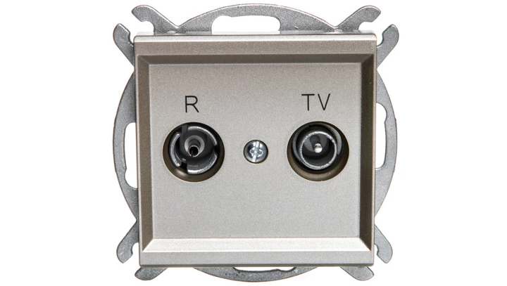 SONATA Gniazdo antenowe RTV przelotowe 16dB szampański złoty GPA-16RP/m/39