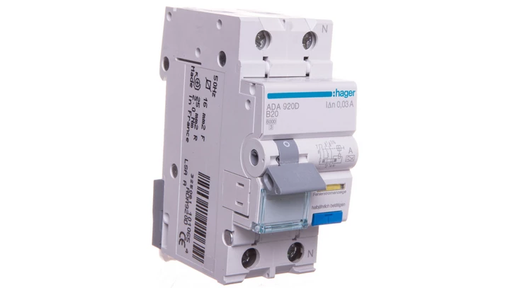 Wyłącznik różnicowo-nadprądowy RCBO 2P B20A 0,03A Typ A ADA920D
