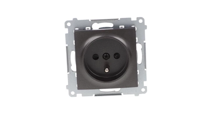 Simon 54 Gniazdo pojedyncze z/u 16A IP20 z przesłoną torów, szybkozłącza, antracyt DGZ1CZ.01/48