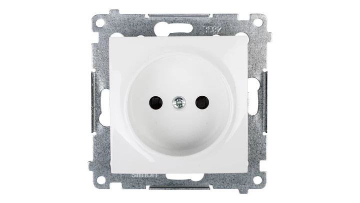 Simon 54 Gniazdo pojedyncze b/u 16A IP20 z przesłoną torów białe DG1Z.01/11