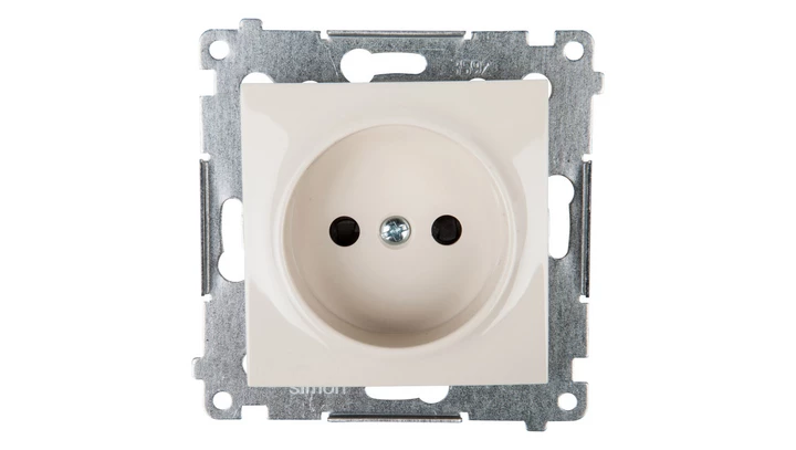Simon 54 Gniazdo pojedyncze b/u 16A IP20 z przesłoną torów kremowe DG1Z.01/41