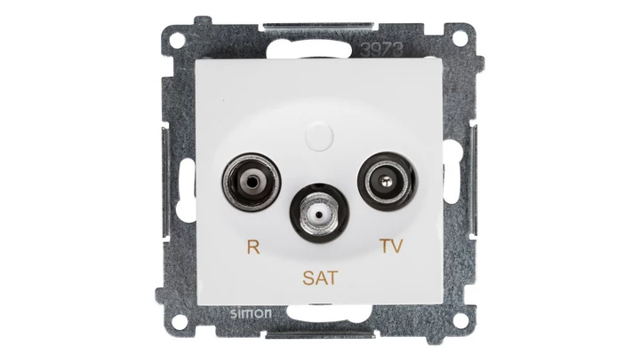 Simon 54 Gniazdo antenowe RD/TV/SAT przelotowe białe DASP.01/11
