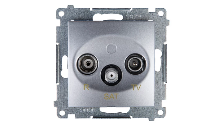 Simon 54 Gniazdo antenowe RD/TV/SAT przelotowe srebrny mat DASP.01/43