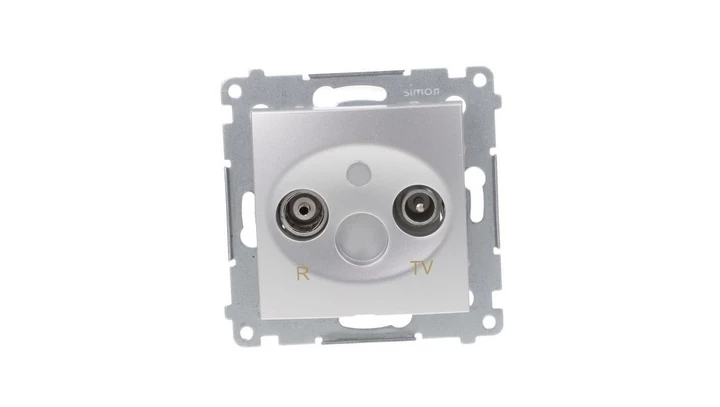 Simon 54 Gniazdo antenowe RD/TV końcowe srebrny mat DAZ.01/43