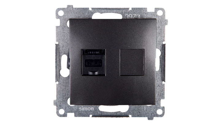 Simon 54 Gniazdo komputerowe pojedyncze RJ45 kat.6 z przesłoną antracyt D61.01/48