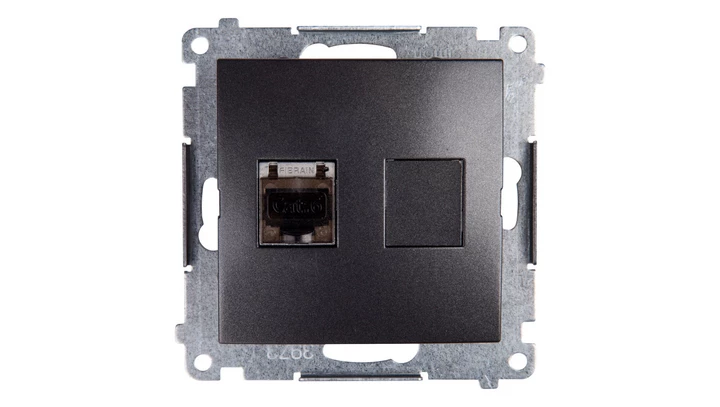 Simon 54 Gniazdo komputerowe pojedyncze RJ45 kat.6 ekranowane z przesłoną antracyt D61E.01/48