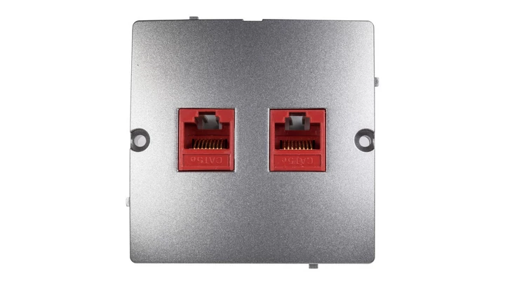 Simon Basic Gniazdo komputerowe podwójne 2xRJ45 kat.5e stal inox BMF52.02/21