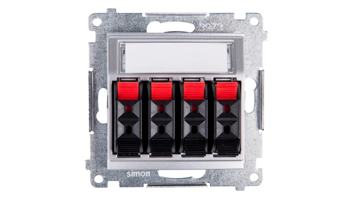 Simon 54 Gniazdo głośnikowe poczwórne srebrny mat DGL34.01/43