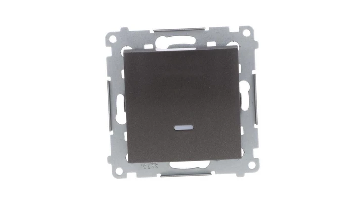 Simon 54 Łącznik jednobiegunowy z podświetleniem, szybkozłącza, antracyt DW1L.01/48