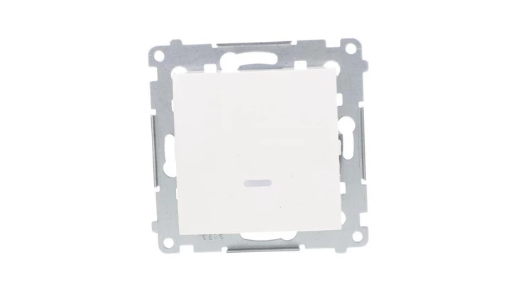 Simon 54 Łącznik jednobiegunowy z podświetleniem, szybkozłącza, biały DW1L.01/11