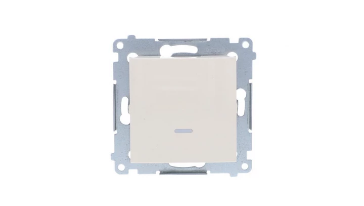 Simon 54 Łącznik jednobiegunowy z podświetleniem, szybkozłącza, kremowy DW1L.01/41