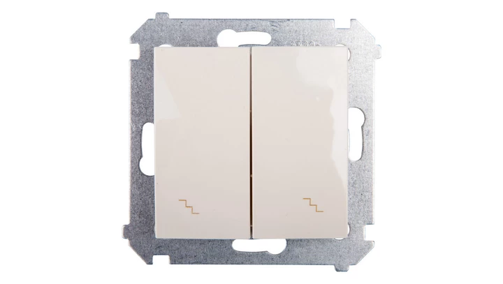 Simon 54 Łącznik schodowy podwójny z podświetlniem kremowy DW6/2L.01/41