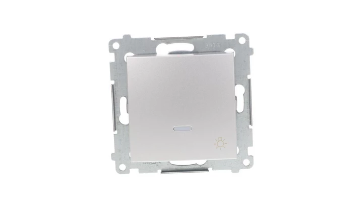 Simon 54 Przycisk /światło/ z podświetleniem, szybkozłącza, srebrny mat DS1L.01/43