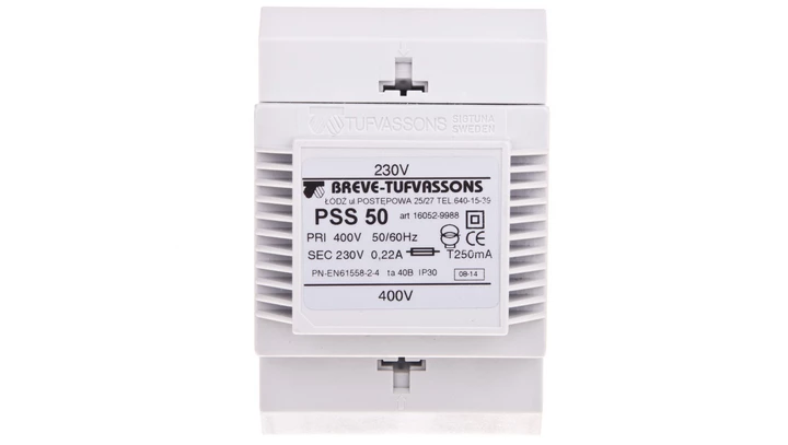 Transformator 1-fazowy modułowy separacyjny PSS 50 400/230V 0,22A, na szynę DIN, IP30, Ta 40, 16052-9988