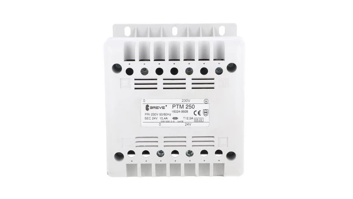 Transformator 1-fazowy bezpieczeństwa PTM 250 230/ 24V 10,4A, na szynę DIN, IP21, Ta 40, 16024-9928