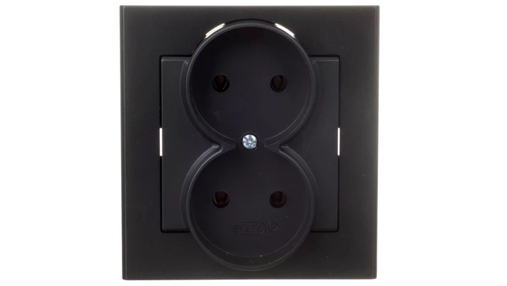 SONATA Gniazdo podwójne b/u czarny metalik GP-2R/33