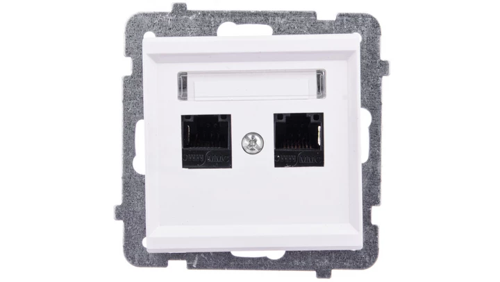 SONATA Gniazdo komputerowe podwójne 2xRJ45 kat.5e ecru KRONE GPK-2R/K/m/27