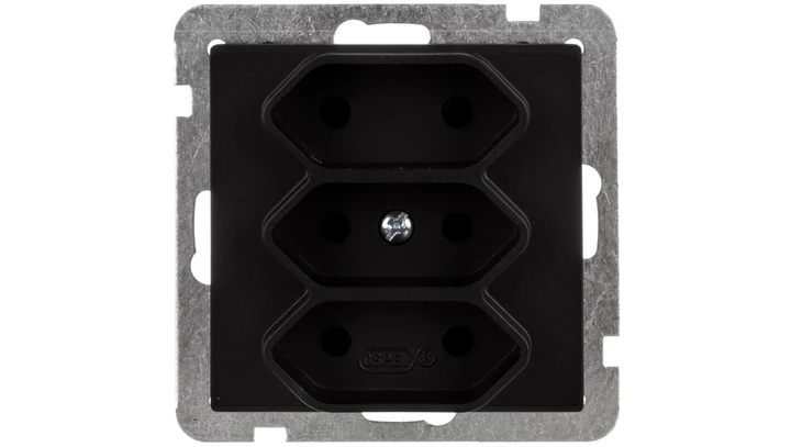 SONATA Gniazdo potrójne b/u 2,5A EURO czarny metalik GP-3R/m/33