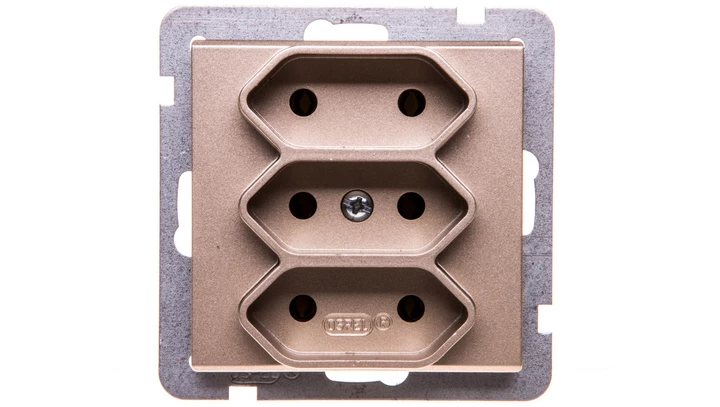 SONATA Gniazdo potrójne b/u 2,5A EURO szampański złoty GP-3R/m/39