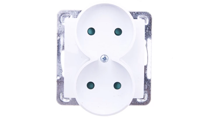 IMPRESJA Gniazdo podwójne b/u z przesłonami białe GP-2YRP/m/00