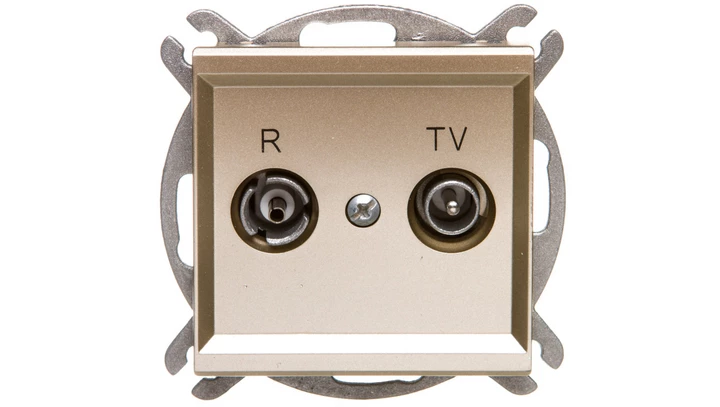 SONATA Gniazdo antenowe RTV końcowe 2,5-3dB szampański złoty GPA-RK/m/39