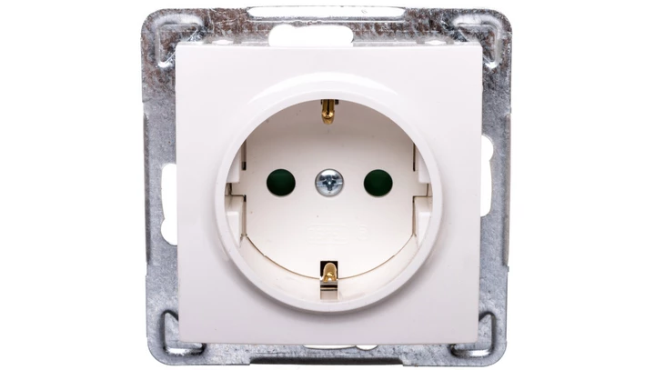 IMPRESJA Gniazdo pojedyncze z/u Schuko z przesłonami ecru GP-1YSP/m/27