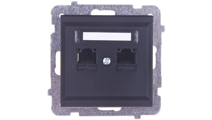 SONATA Gniazdo komputerowe podwójne 2xRJ45 kat.5e czarny metalik KRONE GPK-2R/K/m/33