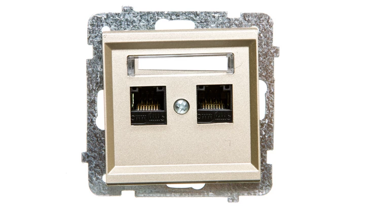 SONATA Gniazdo komputerowe podwójne 2xRJ45 kat.5e szampański złoty KRONE GPK-2R/K/m/39