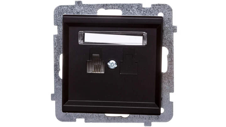 SONATA Gniazdo telefoniczne pojedyncze RJ11 czarny metalik GPT-1R/m/33