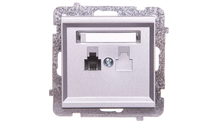 SONATA Gniazdo telefoniczne pojedyncze RJ11 srebro mat GPT-1R/m/38