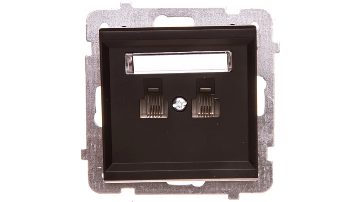 SONATA Gniazdo telefoniczne podwójne RJ11 niezależne czarny metalik GPT-2RN/m/33