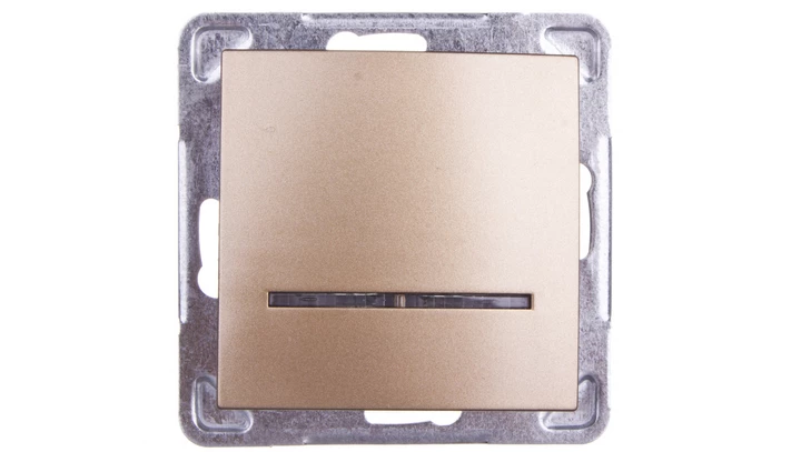 IMPRESJA Łącznik pojedynczy z podświetleniem złoty metalik ŁP-1YS/m/28