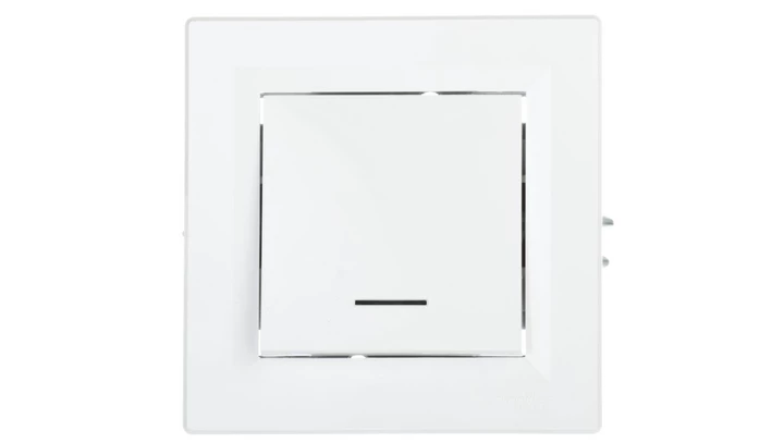 Łącznik Asfora pojedynczy z podświetleniem zaciski śrubowe biały z ramką EPH1400321