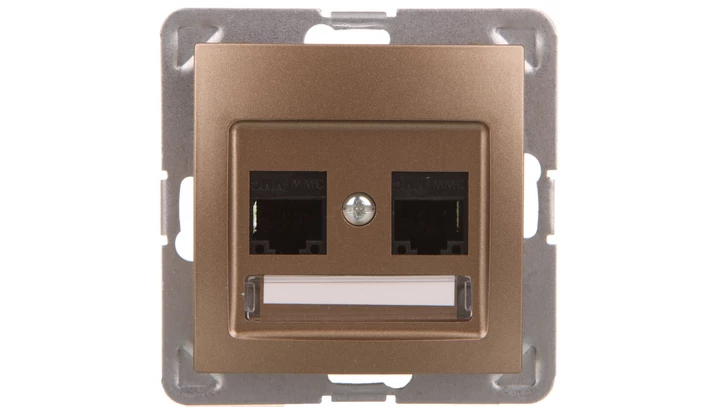 IMPRESJA Gniazdo komputerowe podwójne RJ45 kat.5e MMC złoty metalik GPK-2Y/K/m/28