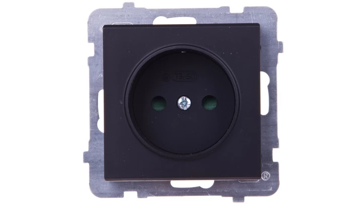 SONATA Gniazdo pojedyncze b/u z przesłonami czarny metalik GP-1RP/m/33