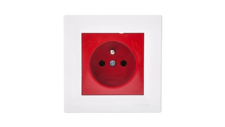 Gniazdo pojedyncze Asfora z/u czerwono-białe z ramką EPH2800421