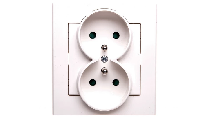 SONATA Gniazdo podwójne z/u z przesłonami ecru GP-2RZP/27