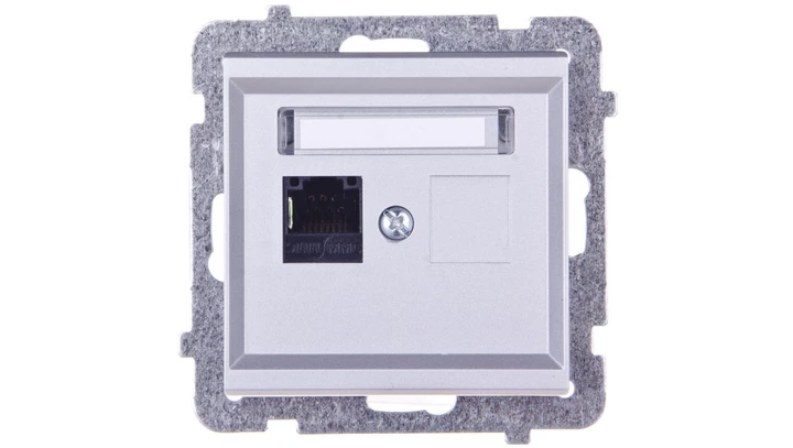 SONATA Gniazdo komputerowe pojedyncze RJ45 kat.5e srebro mat KRONE GPK-1R/K/m/38