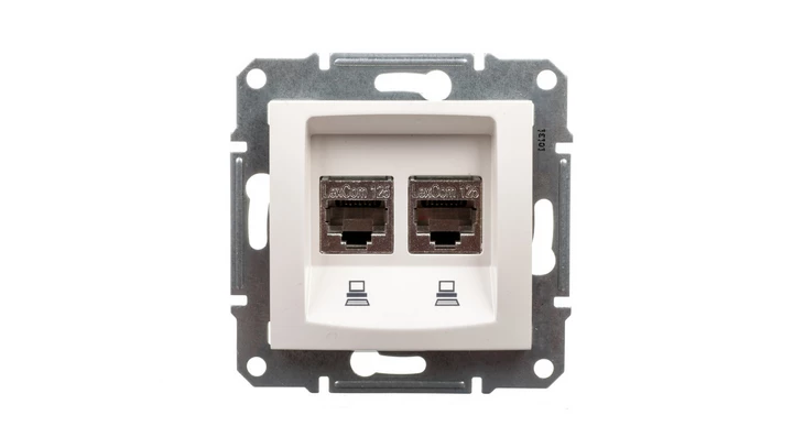 Sedna Gniazdo komputerowe podwójne RJ45 kat.5e STP kremowe SDN4600123
