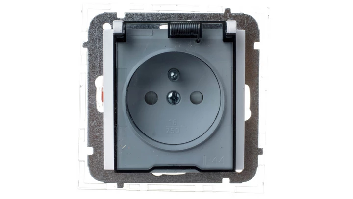 Sentia Gniazdo bryzgoszczelne z/u IP44 z klapką transparentną z przesłonami białe 1466-10