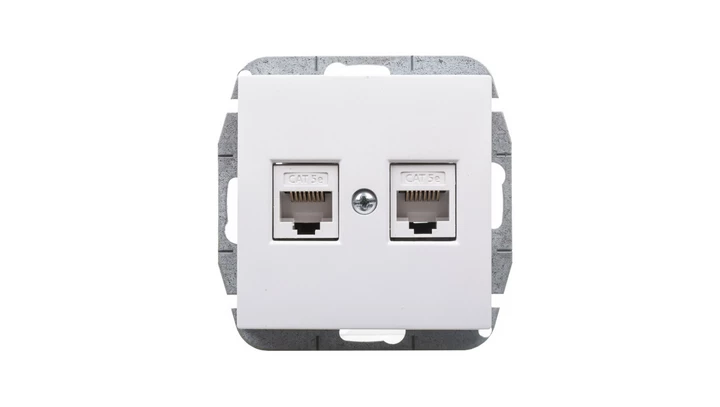 Sentia Gniazdo komputerowe podwójne RJ45 kat.5e białe 1449-10
