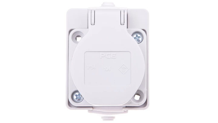 Gniazdo tablicowe 10/16A 2P+Z 230V szare IP44 /z puszką/ 104-0gp