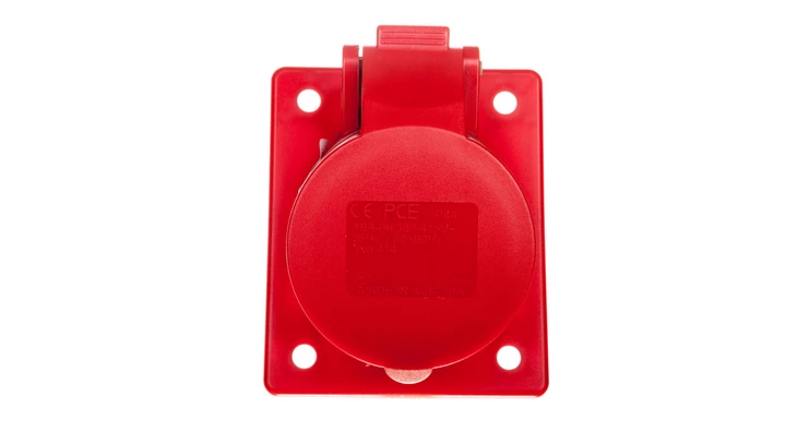 Gniazdo tablicowe skośne 16A 4P 400V /70x85/ czerwone IP44 TWIST 414-6