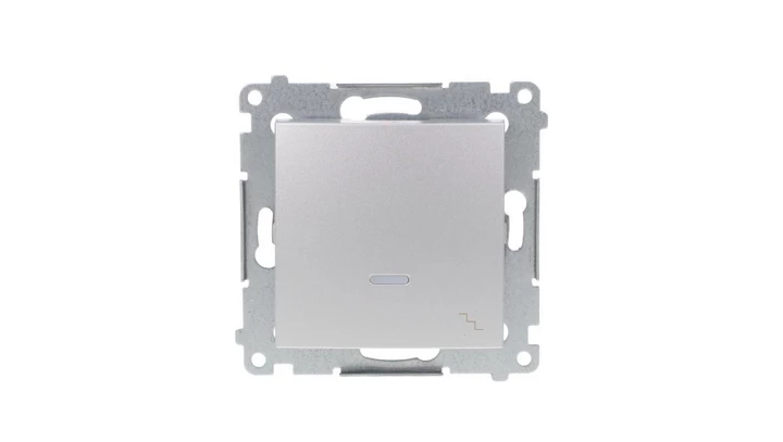 Simon 54 Łącznik schodowy z podświetleniem, szybkozłącza, srebrny mat IP20 DW6L.01/43