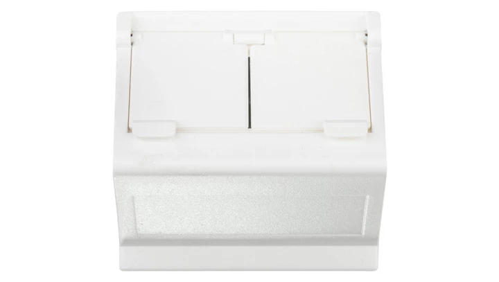 Simon Connect Płytka K45 gniazda teleinformatycznego podwójnego 2xRJ skośna z przesłoną czysta biel KB80/