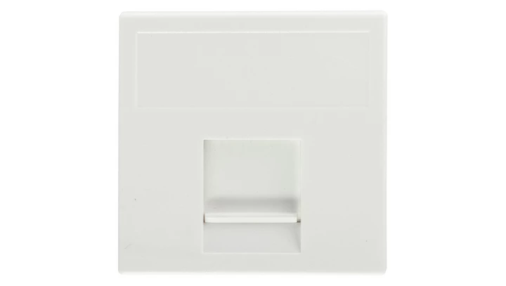 Simon Connect Płytka K45 gniazda teleinformatycznego pojedynczego 1xRJ płaska z przesłoną czysta biel K76/9