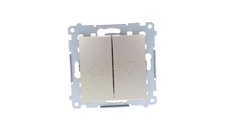 Simon 54 Przycisk żaluzjowy z blokadą elektryczną, szybkozłącza, złoty mat DZP1.01/44