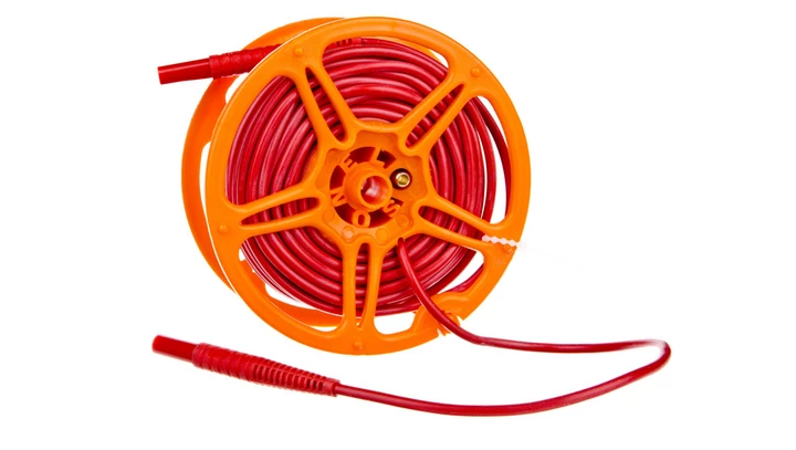 Przewód pomiarowy 20m czerwony na szpuli /wtyki bananowe/ WAPRZ020REBBSZ